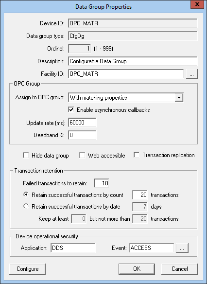 OPC EIE Data Group Properties
